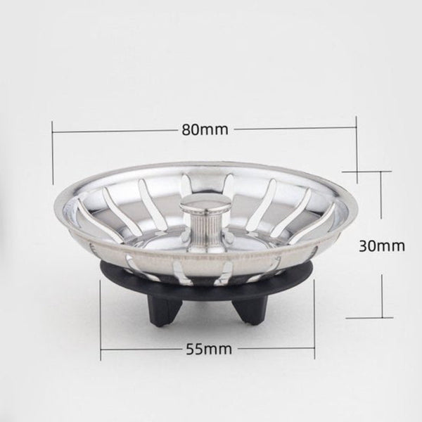 Sink Drain Stopper Strainer 80Mm Stainless Steel Silver Drain Stoppers & Strainers