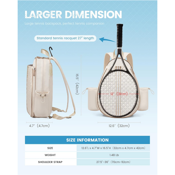 Unisex Waterproof Tennis Backpack Lightweight Versatile Large Capacity Bags