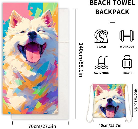 2 In 1 Foldable Beach Towel Printed Bath All One Integrated Bag Storage Space Towels & Washcloths