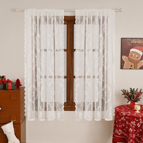 Screen Ice Flower Christmas Tree And American Curtain Net 2 Piece Set 150Cm X 100Cm Seasonal Decorations
