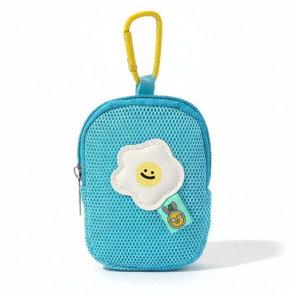 Cute Mesh Flowers Keychain Wallet Headphone Bag Pendant Storage Multifunctional Blue Handbag Accessories