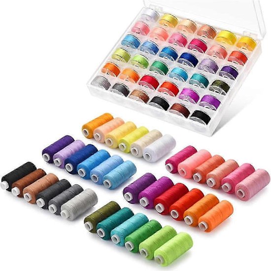 72 Piece Sewing Thread Set: 36 Colors 400 Meters Per Spool Pre Wound Sewing Threads