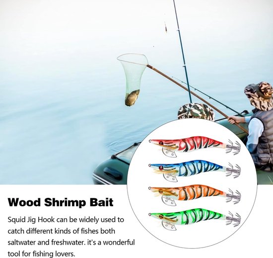 4 Pack Glowing Shrimp Lures For Night Fishing Realistic Artificial Baits Baits & Lures