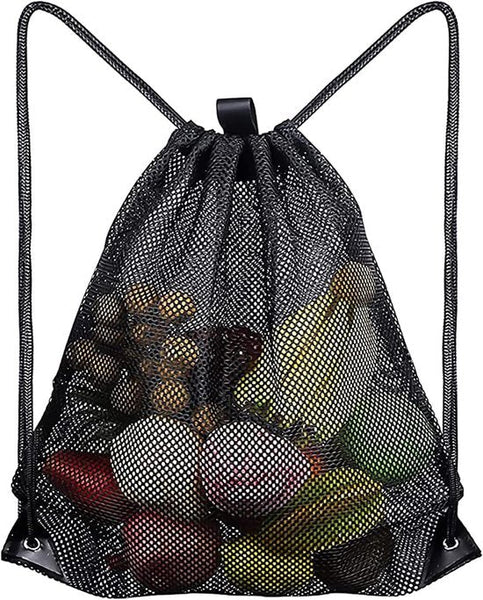 Black Sports Bag 40*45Cm Mesh Drawstring Suitable For Fitness Swimming Diving Travel Yoga Dancing Camping Hiking Gym Bags
