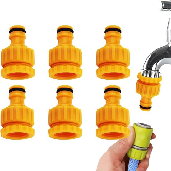 6 Pack Garden Hose Tap Connectors Splash & Frost Proof Adapters Connectors Valves & Accessories