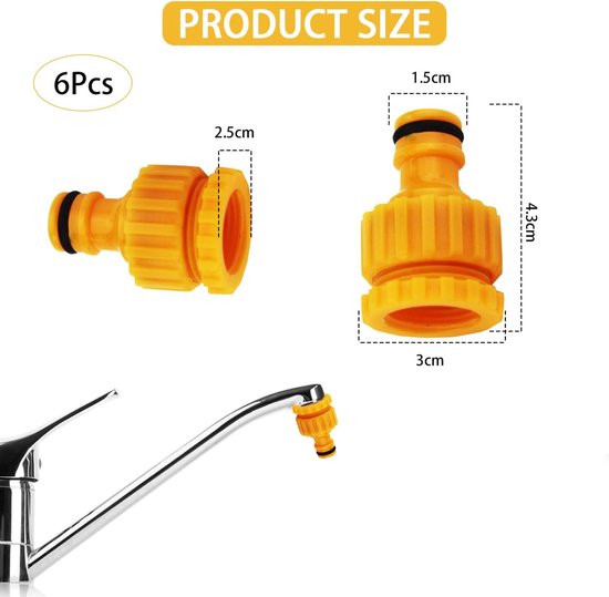 6 Pack Garden Hose Tap Connectors Splash & Frost Proof Adapters Connectors Valves & Accessories
