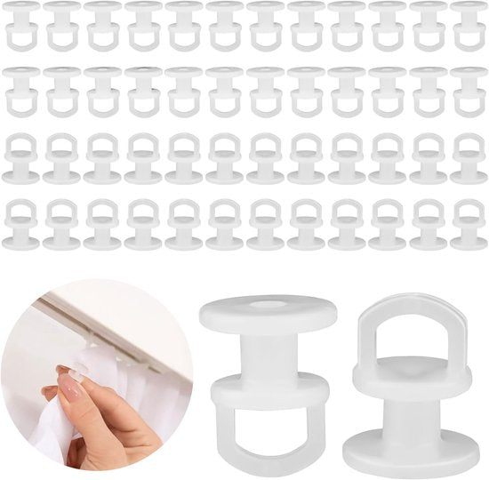 50 Pack Universal Curtain Hooks For Rails & Rods Rust Proof Gliders Curtain Poles & Accessories