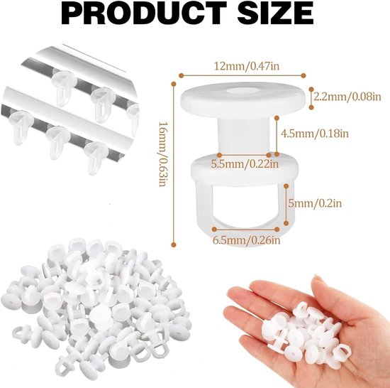 50 Pack Universal Curtain Hooks For Rails & Rods Rust Proof Gliders Curtain Poles & Accessories