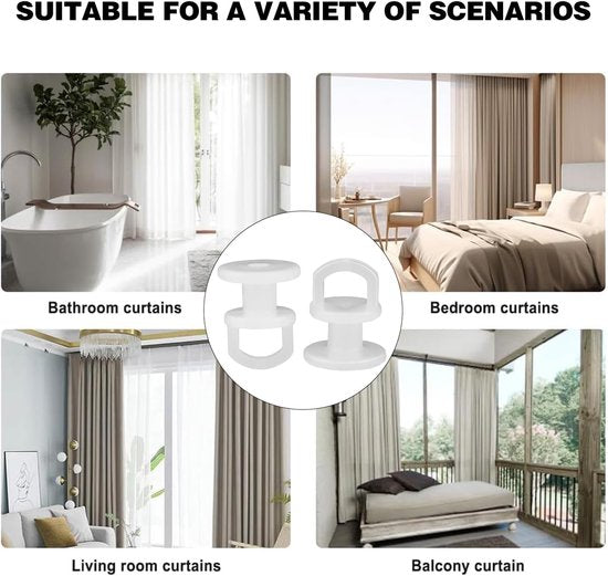 50 Pack Universal Curtain Hooks For Rails & Rods Rust Proof Gliders Curtain Poles & Accessories