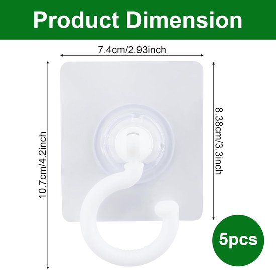 5 Pack Strong Adhesive Transparent Hooks No Drilling Required Hooks & Hangers