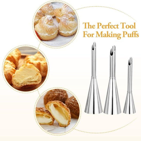 Stainless Steel Piping Nozzles For Baking & Decorating Set Of 3 Spray Guns Hose Nozzles & Wands
