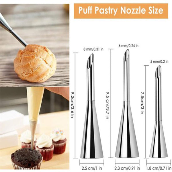 Stainless Steel Piping Nozzles For Baking & Decorating Set Of 3 Spray Guns Hose Nozzles & Wands