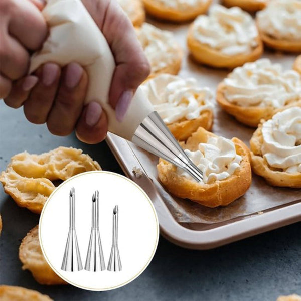 Stainless Steel Piping Nozzles For Baking & Decorating Set Of 3 Spray Guns Hose Nozzles & Wands