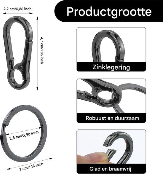 Set Of 4 Carabiner Keychains Small Metal Detachable Hooks For Keys Keyrings