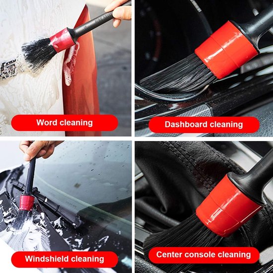 5 Piece Car Cleaning Brush Set Detailing For Rims Dashboard Interior Exterior Leather Air Vent Logos Car Cleaning Tools