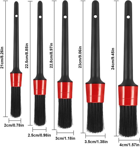 5 Piece Car Cleaning Brush Set Detailing For Rims Dashboard Interior Exterior Leather Air Vent Logos Car Cleaning Tools