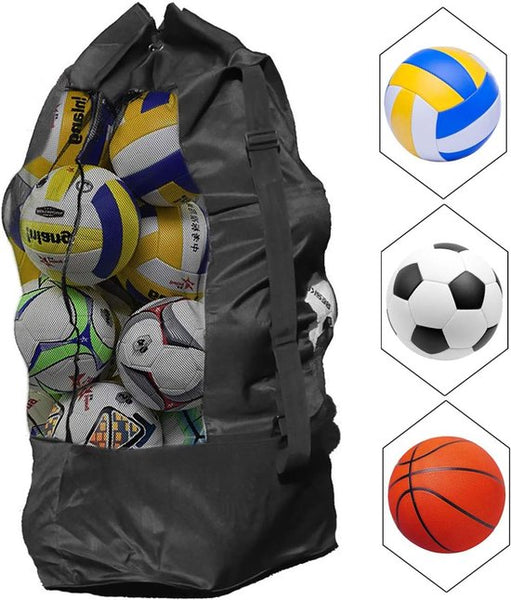 Large Waterproof Soccer Ball Bag Holds 15 Black Oxford Fabric Balls
