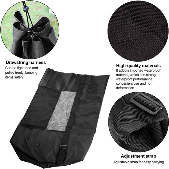 Large Waterproof Soccer Ball Bag Holds 15 Black Oxford Fabric Balls