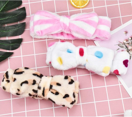 4 Piece Women's Bow For Spa Makeup And Shower Headbands