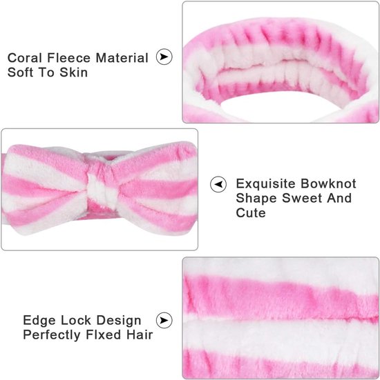 4 Piece Women's Bow For Spa Makeup And Shower Headbands