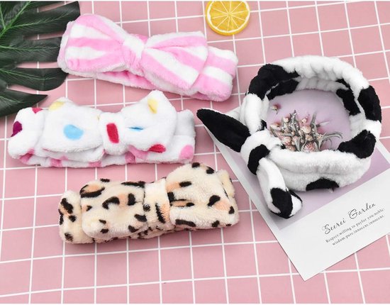 4 Piece Women's Bow For Spa Makeup And Shower Headbands