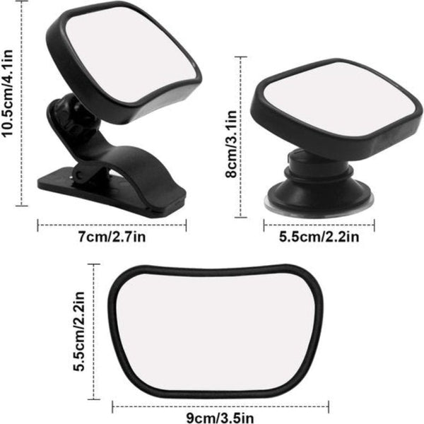 Car Rearview Mirror 1 With 2 Brackets Backseat Baby Child Safety Adjustable 360A Rotatable Mirrors
