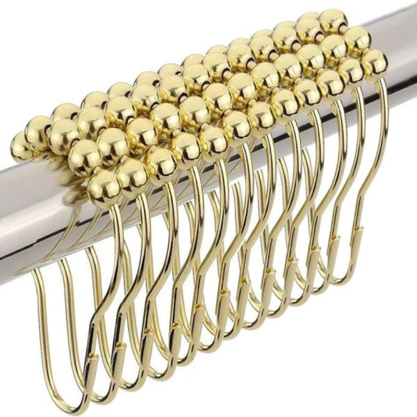 (12 Piece) Rings Stainless Steel With Sliding System Gold Shower Curtain Hooks