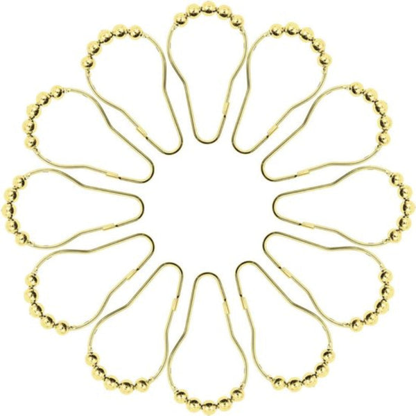 (12 Piece) Rings Stainless Steel With Sliding System Gold Shower Curtain Hooks