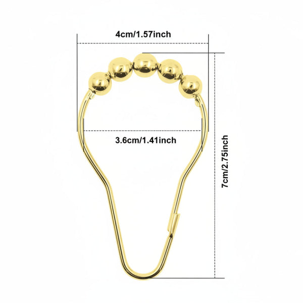 (12 Piece) Rings Stainless Steel With Sliding System Gold Shower Curtain Hooks