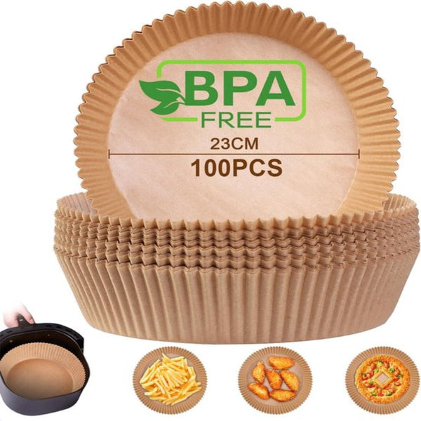 100 Airfryer Baking Pans Round 23Cm Food Safe Bpa Free Non Stick Easy To Clean Suitable For Airfryers From 8 Litres Air Fryer Accessories