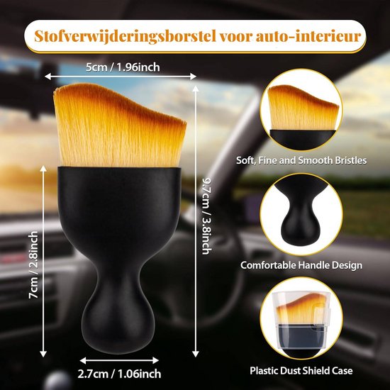 2 Pack Car Interior Auto Detailing And Dusting Soft Bristles For Interiors Suitable Dashboard Exterior Sunroof Leather Brown Cleaning Brushes