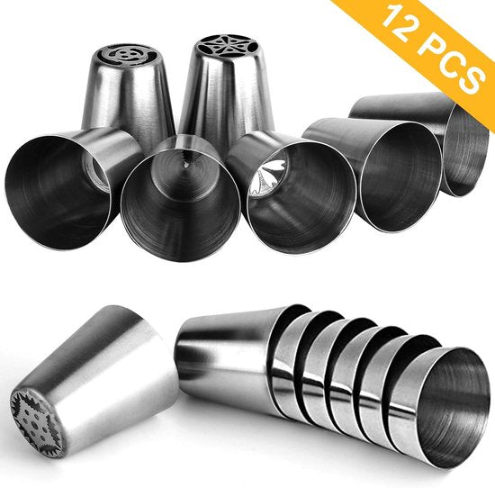 27 Piece Cake Decorating Tip Set: Flower Leaf Adapters & Piping Bags Other Decorating Tools