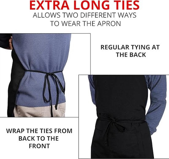 Two Piece Waterproof Stain Resistant Cooking Unisex Black 2 Pocket Catering Pottery Painting Woodworking Aprons