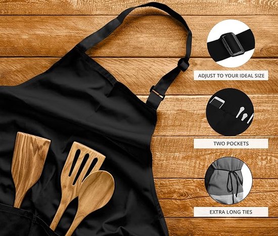 Two Piece Waterproof Stain Resistant Cooking Unisex Black 2 Pocket Catering Pottery Painting Woodworking Aprons