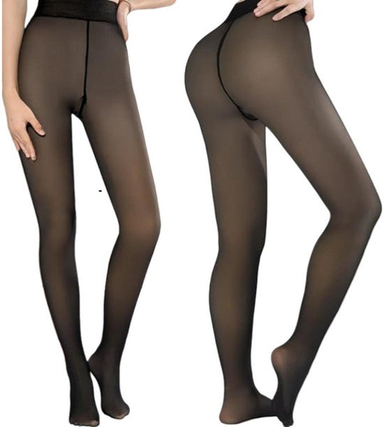 2 Pack Women's Thermal Leggings With Fleece Lining High Waisted Faux Sheer Tights Lightweight Extra Thick Warm Size M (110 140 Lbs) Women Leggings