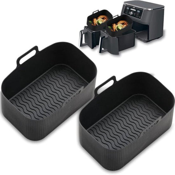 2 Piece Airfryer Accessory Pads Silicone Black 19.5*16.5 Cm Air Fryer Accessories