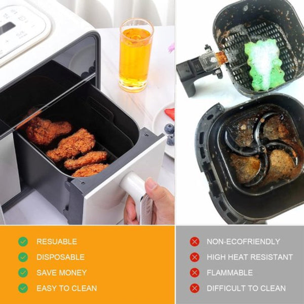 2 Piece Airfryer Accessory Pads Silicone Black 19.5*16.5 Cm Air Fryer Accessories