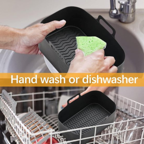 2 Piece Airfryer Accessory Pads Silicone Black 19.5*16.5 Cm Air Fryer Accessories