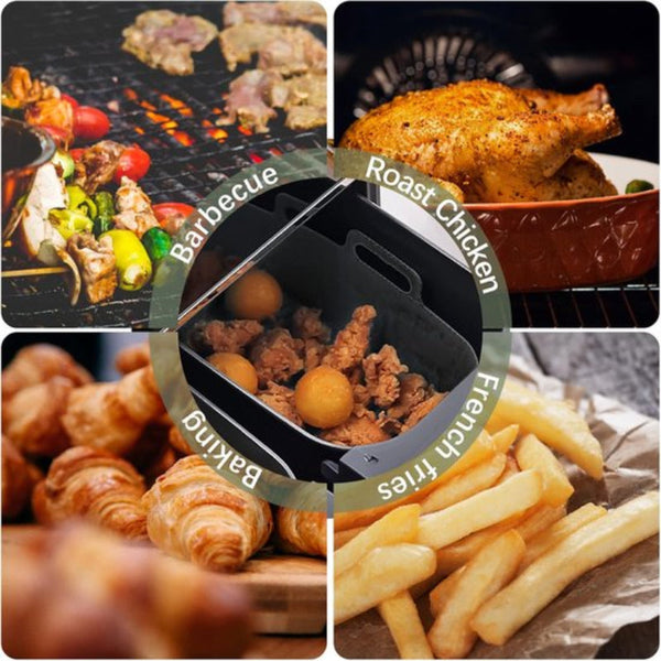 2 Piece Airfryer Accessory Pads Silicone Black 19.5*16.5 Cm Air Fryer Accessories