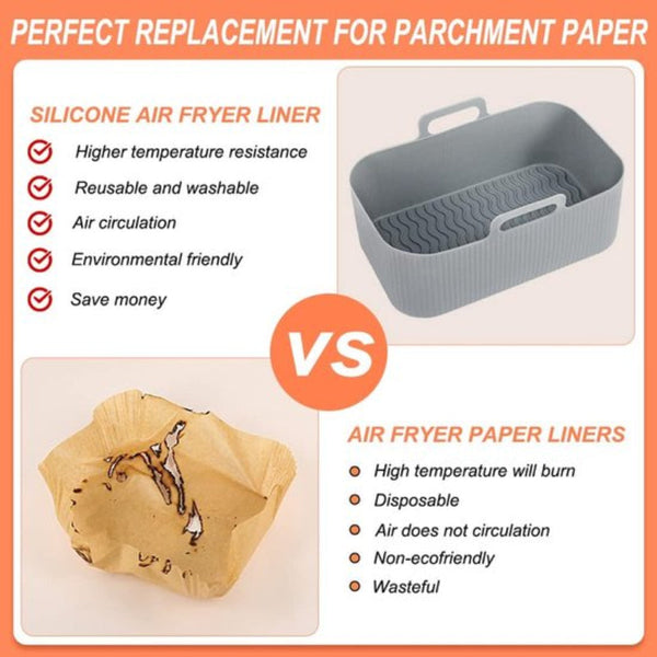 Two Piece Air Fryer Accessory Mat Silicone Gray 19.5X16.5 Cm Air Fryer Accessories