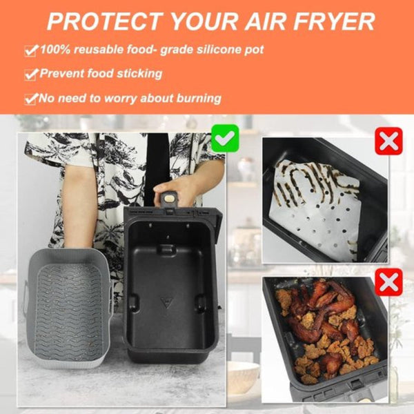 Two Piece Air Fryer Accessory Mat Silicone Gray 19.5X16.5 Cm Air Fryer Accessories