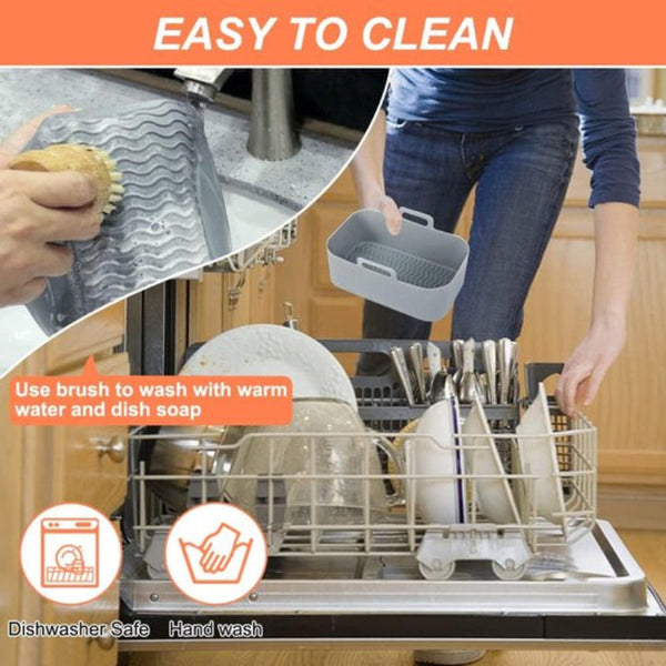 Two Piece Air Fryer Accessory Mat Silicone Gray 19.5X16.5 Cm Air Fryer Accessories