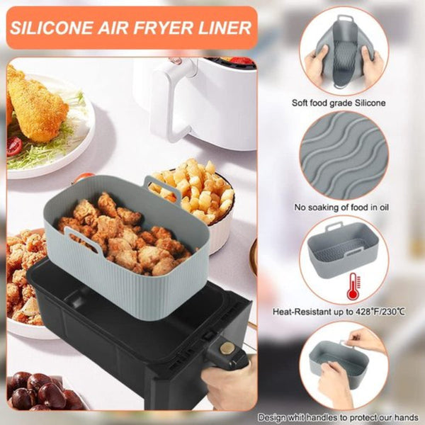 Two Piece Air Fryer Accessory Mat Silicone Gray 19.5X16.5 Cm Air Fryer Accessories