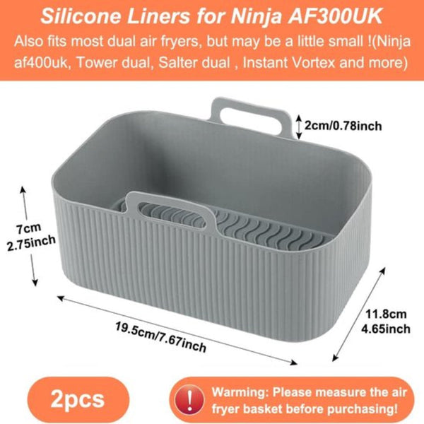 Two Piece Air Fryer Accessory Mat Silicone Gray 19.5X16.5 Cm Air Fryer Accessories
