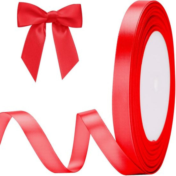 Gift Wrap 22M Long Red Satin Ribbon 10Mm Wide Suitable For Wrapping Valentine's Day Decorations Heavy Fabrics Handmade And Wedding Ribbons & Bows