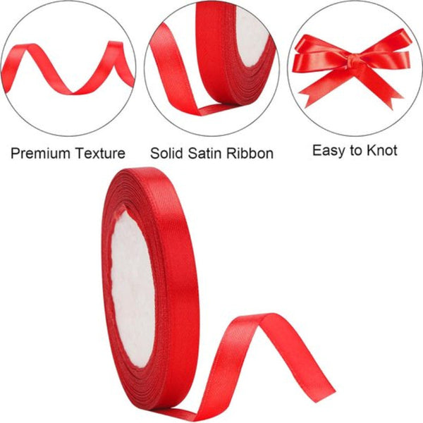 Gift Wrap 22M Long Red Satin Ribbon 10Mm Wide Suitable For Wrapping Valentine's Day Decorations Heavy Fabrics Handmade And Wedding Ribbons & Bows