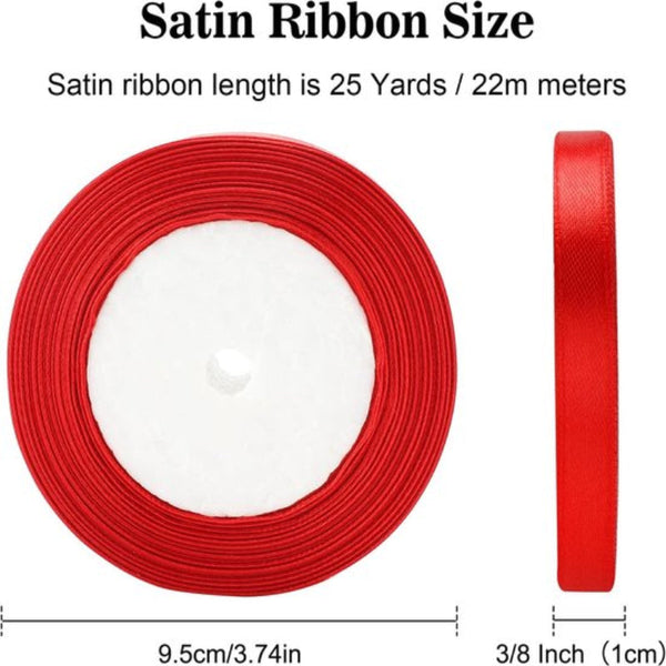 Gift Wrap 22M Long Red Satin Ribbon 10Mm Wide Suitable For Wrapping Valentine's Day Decorations Heavy Fabrics Handmade And Wedding Ribbons & Bows