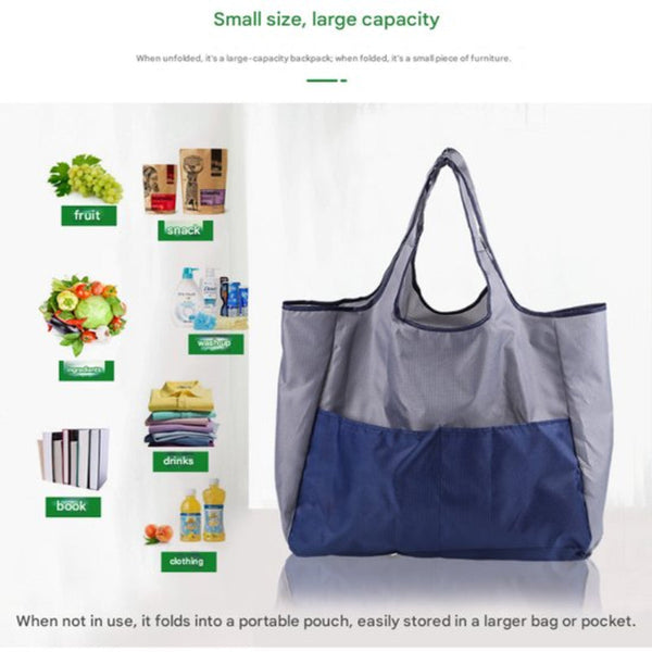 Blue Large Oxford Cloth Foldable Shopping Bag Eco Friendly & Portable Reusable Shopping Bags