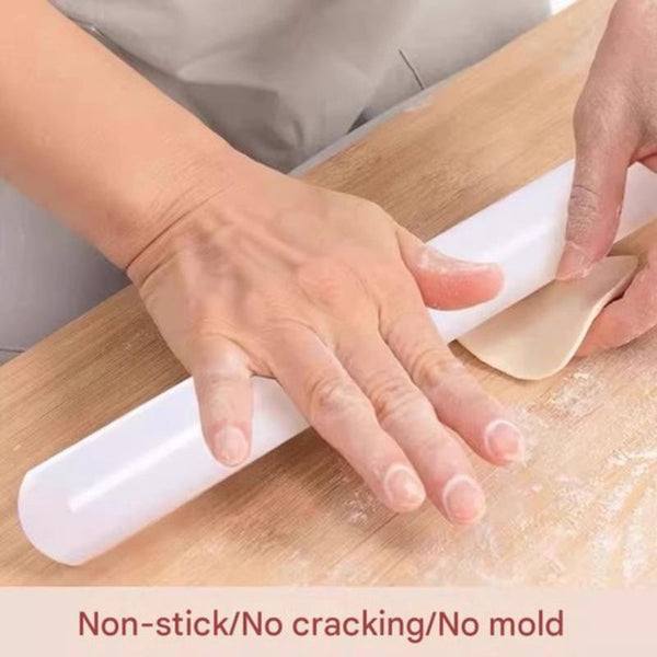 Rolling Pin & Dough Cutter Set 33Cm White Polyethylene Baking Tool Rolling Pins