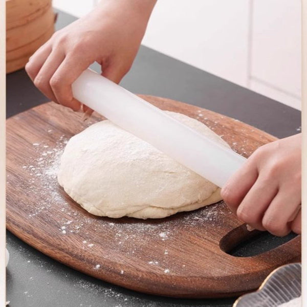 Rolling Pin & Dough Cutter Set 33Cm White Polyethylene Baking Tool Rolling Pins